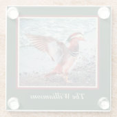 Gepersonaliseerd groen en donker rood mandarijn Du Glazen Onderzetter (Achterkant)