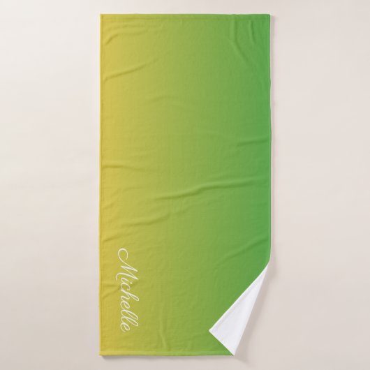 Gepersonaliseerd groen en geel ombre badhanddoek (Badhanddoek)