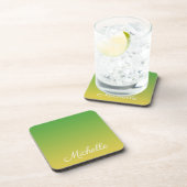 Gepersonaliseerd groen en geel ombre bier onderzetter (Rechterzijde)