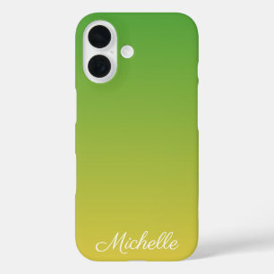 Gepersonaliseerd groen en geel ombre iPhone 16 hoesje