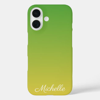 Gepersonaliseerd groen en geel ombre iPhone 16 hoesje