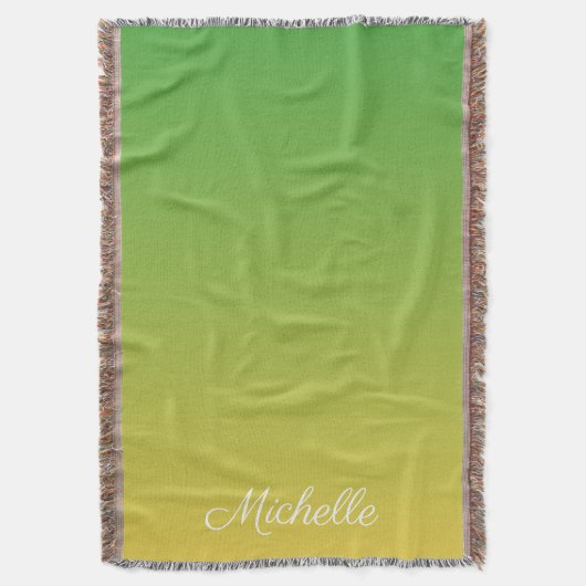 Gepersonaliseerd groen en geel ombre deken (Voorkant Verticaal)