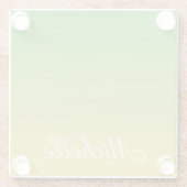 Gepersonaliseerd groen en geel ombre glazen onderzetter (Achterkant)