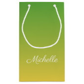 Gepersonaliseerd groen en geel ombre klein cadeauzakje (Achterkant)