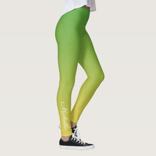 Gepersonaliseerd groen en geel ombre leggings (Rechts)