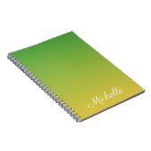 Gepersonaliseerd groen en geel ombre notitieboek (Rechterzijde)