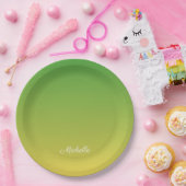 Gepersonaliseerd groen en geel ombre papieren bordje (Feest)