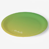 Gepersonaliseerd groen en geel ombre papieren bordje (Gekanteld)