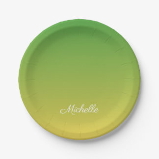 Gepersonaliseerd groen en geel ombre papieren bordje