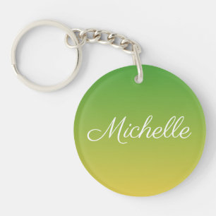 Gepersonaliseerd groen en geel ombre sleutelhanger