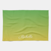 Gepersonaliseerd groen en geel ombre theedoek (Horizontaal)