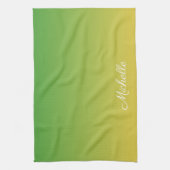 Gepersonaliseerd groen en geel ombre theedoek (Verticaal)