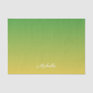 Gepersonaliseerd groen en geel ombre tissuepapier
