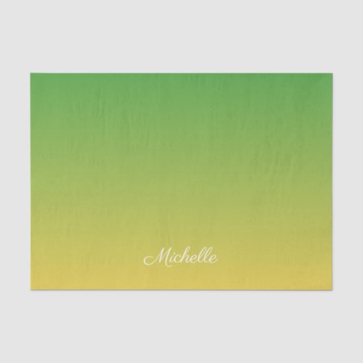 Gepersonaliseerd groen en geel ombre tissuepapier (Voorkant)