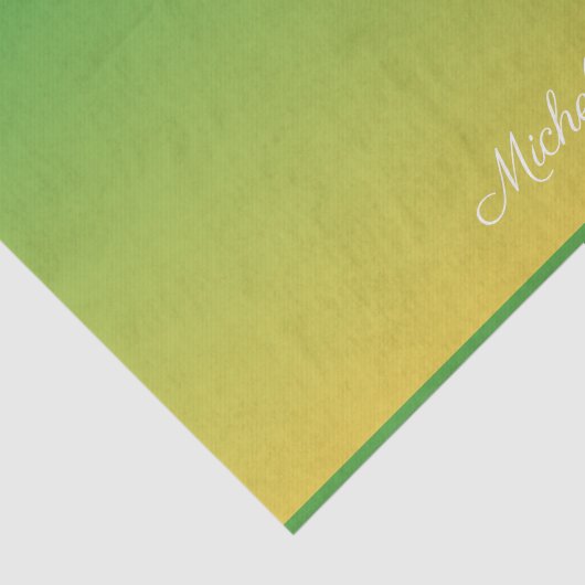 Gepersonaliseerd groen en geel ombre tissuepapier (Detail)