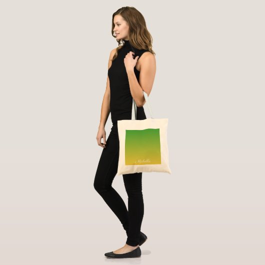 Gepersonaliseerd groen en geel ombre tote bag (Voorkant (model))