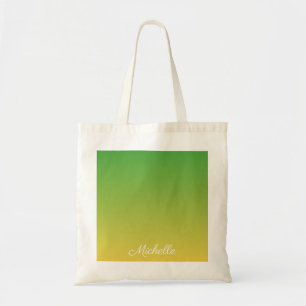 Gepersonaliseerd groen en geel ombre tote bag