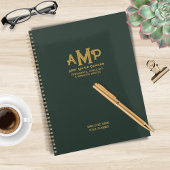 Gepersonaliseerd Groen en Goud 3 Letter Monogram L Planner