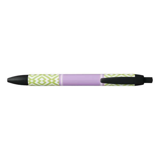 Gepersonaliseerd groen en lavender Diamonds patroo Zwarte Inkt Pen (Achterkant)