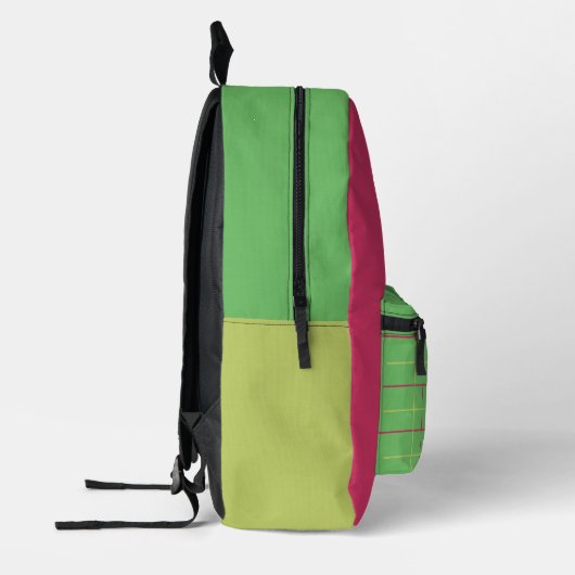 Gepersonaliseerd groen en roze gingham geplakt pat bedrukte rugzak (Links)