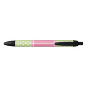 Gepersonaliseerd Groen en Roze Polka Dots Pattern Zwarte Inkt Pen (Achterkant)