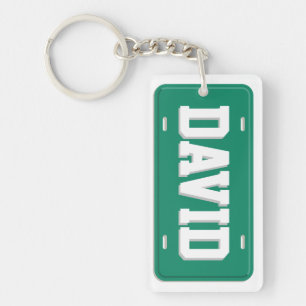 Gepersonaliseerd Groen en Wit Bord van de Vergunni Sleutelhanger