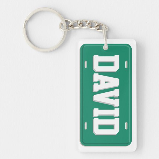 Gepersonaliseerd Groen en Wit Bord van de Vergunni Sleutelhanger (Voorkant)
