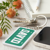 Gepersonaliseerd Groen en Wit Bord van de Vergunni Sleutelhanger (Voorkant Rechts)