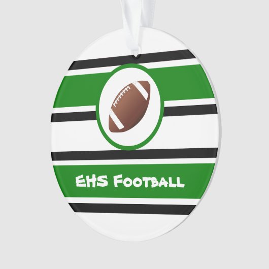 Gepersonaliseerd groen en zwart Football Ornament (voorkant)