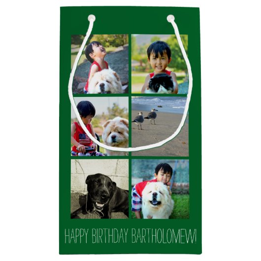 Gepersonaliseerd groen fotomozaïek Afbeelding coll Klein Cadeauzakje (Achterkant)