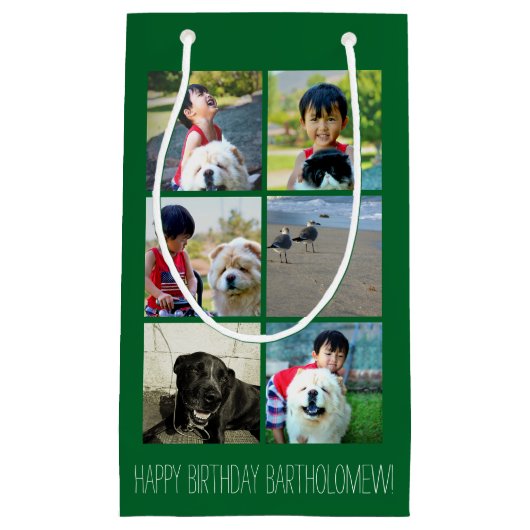 Gepersonaliseerd groen fotomozaïek Afbeelding coll Klein Cadeauzakje (Voorkant)