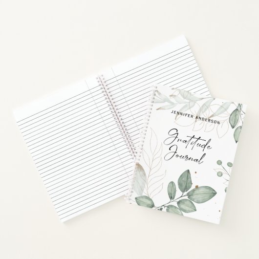 Gepersonaliseerd Groen Goud Blad Dankbaarheid Jour Notitieboek (Binnen)