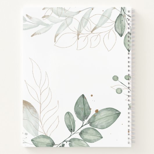 Gepersonaliseerd Groen Goud Blad Dankbaarheid Jour Notitieboek (Achterkant)