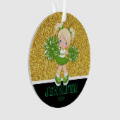 Gepersonaliseerd Groen & Goud Cheerleading Ornamen Ornament (voorkant)