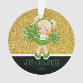 Gepersonaliseerd Groen & Goud Cheerleading Ornamen Ornament (voorkant)