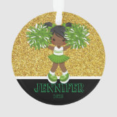 Gepersonaliseerd Groen & Goud Cheerleading Ornamen Ornament (achterkant)