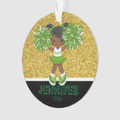 Gepersonaliseerd Groen & Goud Cheerleading Ornamen Ornament (voorkant)