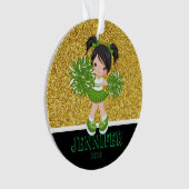 Gepersonaliseerd Groen & Goud Cheerleading Ornamen Ornament (voorkant)