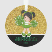 Gepersonaliseerd Groen & Goud Cheerleading Ornamen Ornament (achterkant)