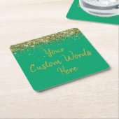 Gepersonaliseerd Groen Goud Verjaardagsfeestje Jub Kartonnen Onderzetters (Schuin)
