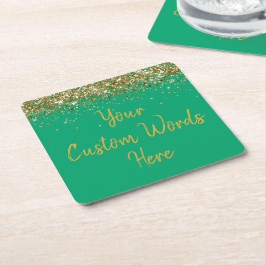 Gepersonaliseerd Groen Goud Verjaardagsfeestje Jub Kartonnen Onderzetters (Schuin)