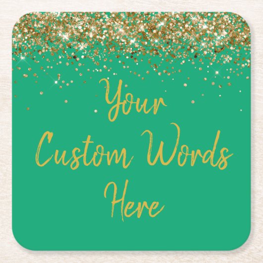 Gepersonaliseerd Groen Goud Verjaardagsfeestje Jub Kartonnen Onderzetters (Voorkant)