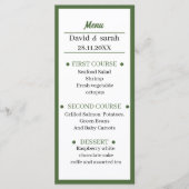 Gepersonaliseerd groen huwelijksdiner menu (Voorkant)