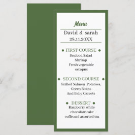 Gepersonaliseerd groen huwelijksdiner menu