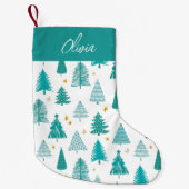 Gepersonaliseerd groen kerstboombos kleine kerstsok (Voorkant)