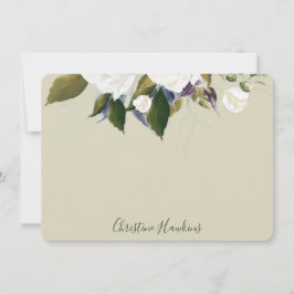 Gepersonaliseerd groen laat Waterverf groen verlat Notitiekaartje