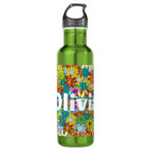 Gepersonaliseerd Groen Modern Bloempatroon Waterfles (Voorkant)