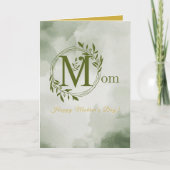 Gepersonaliseerd groen Monogram Moeder Moederdag Kaart (Voorkant)