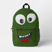 Gepersonaliseerd groen monster plezier bedrukte rugzak (Voorkant)