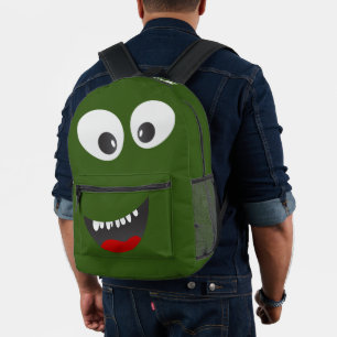 Gepersonaliseerd groen monster plezier bedrukte rugzak